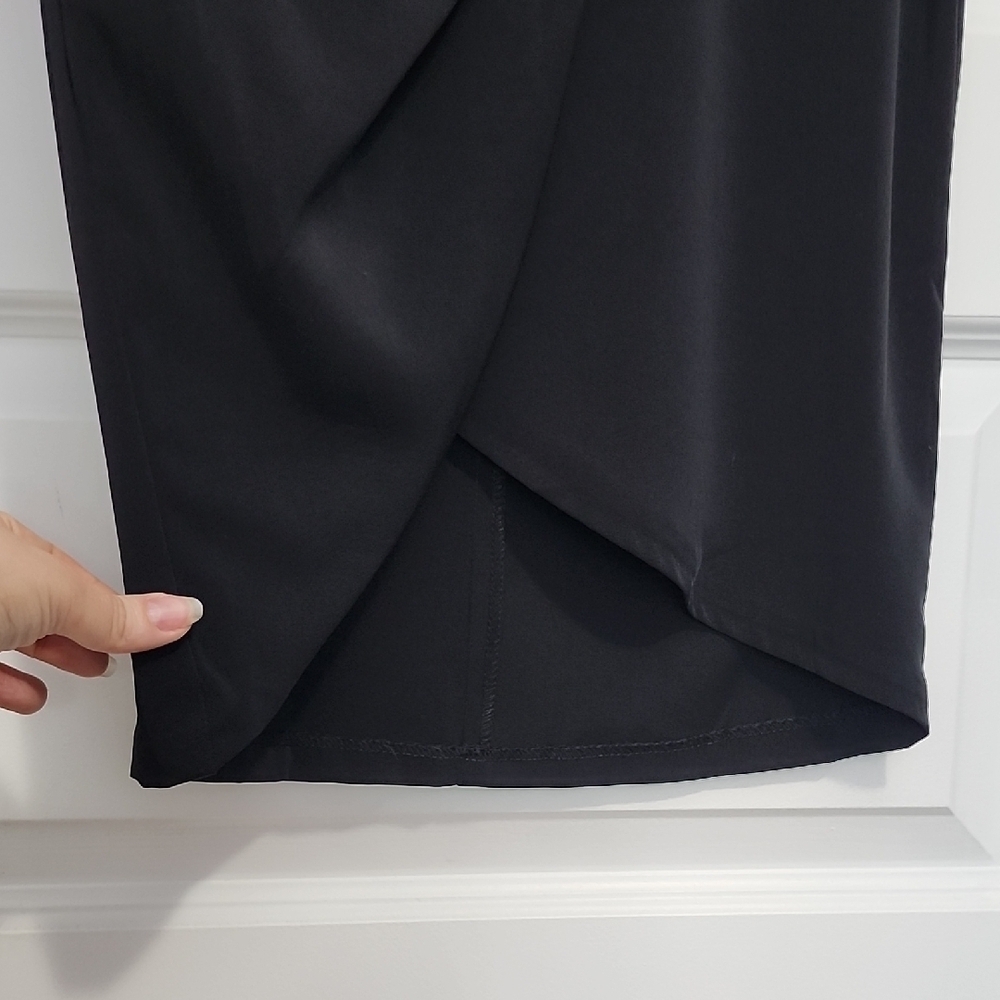 DYNAMITE Black bow wrap draped high waist midi skirt - Picture 5 of 12